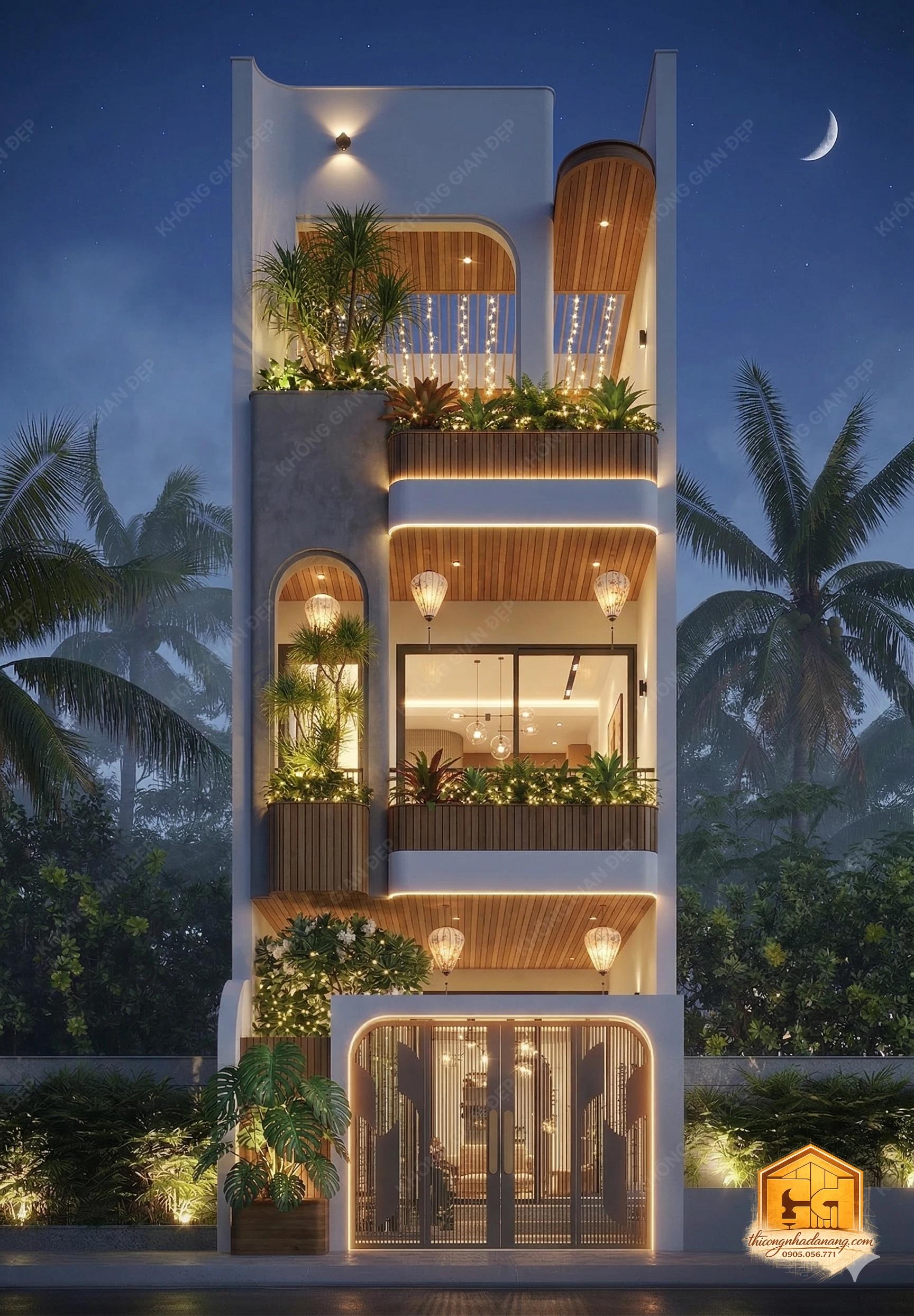 Thiết kế mặt tiền 4 - Nhà phố Hòa Xuân, Cẩm Lệ, Đà Nẵng