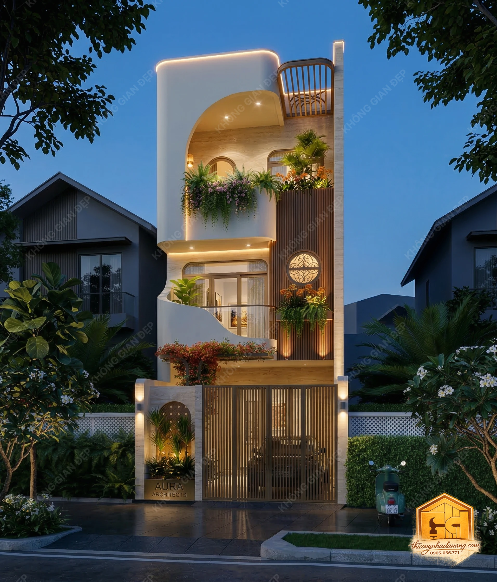 Mẫu thiết kế mặt tiền đẹp - Nhà phố Hòa Xuân, Đà Nẵng