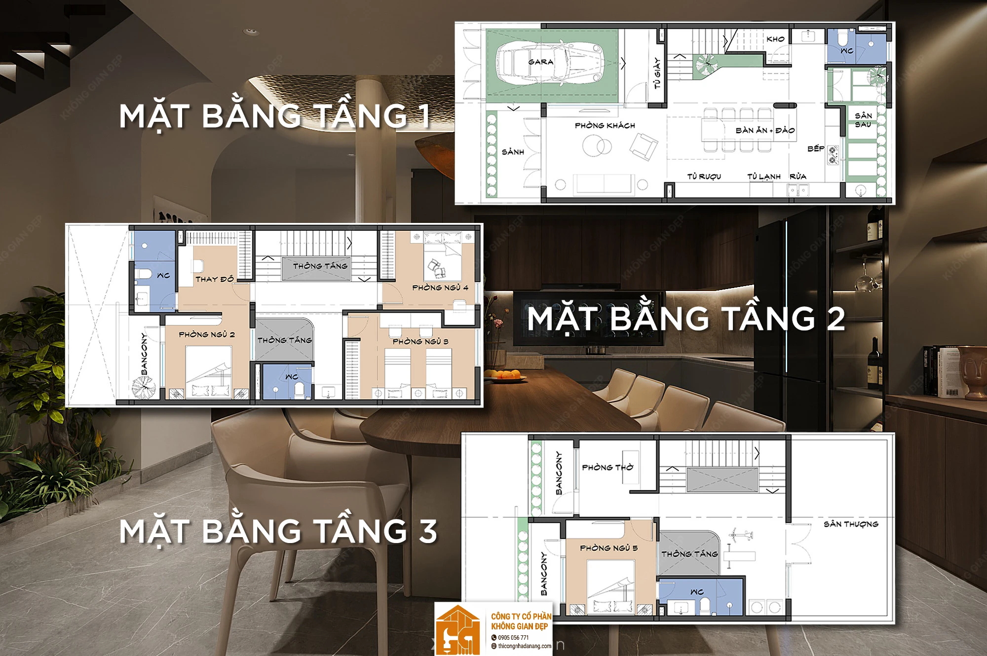 Thiết Kế Nhà Phố 3 Tầng 8x22 Ấn Tượng 2026 tại Cẩm Lệ Đà Nẵng: Kiệt Tác Kiến Trúc Bền Vững Từ Không Gian Đẹp 5 Thiết kế không gian chi tiết 1 - Nhà phố Cẩm Lệ, Đà Nẵng