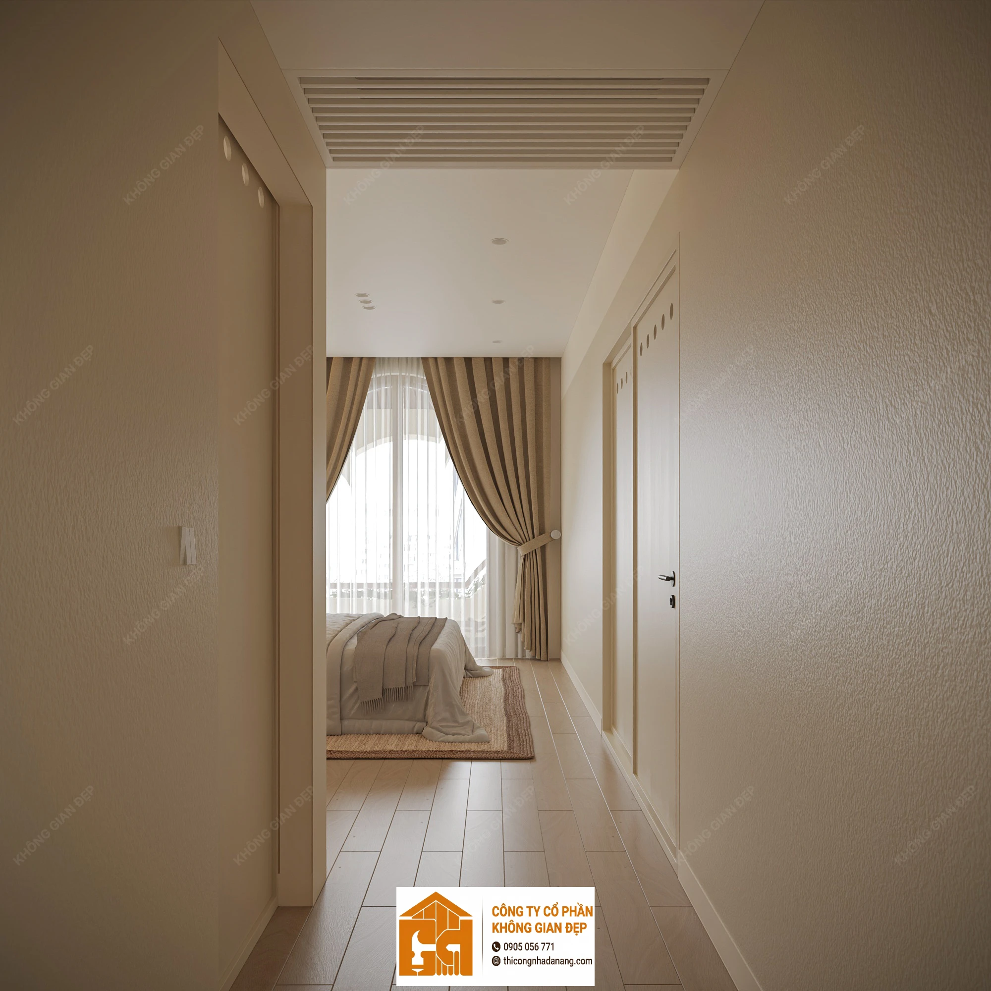 Nhà Phố 3 Tầng Cẩm Lệ Đà Nẵng: Giải Pháp Công Năng & Lối Sống Gia Đình Hiện Đại 32 Thiết kế phòng ngủ - Nhà phố 3 tầng tại Cẩm Lệ, Đà Nẵng - Mẫu 31