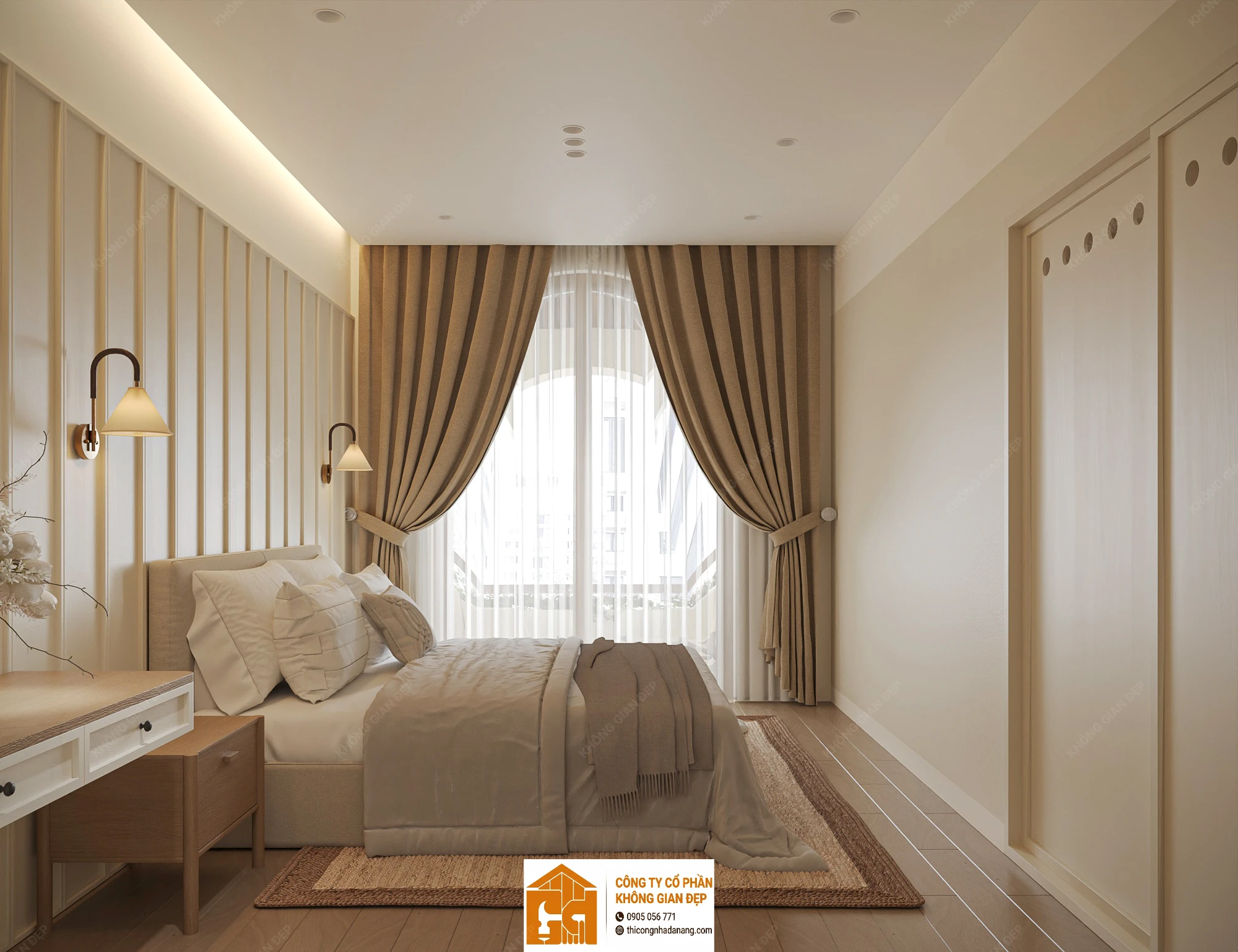 Nhà Phố 3 Tầng Cẩm Lệ Đà Nẵng: Giải Pháp Công Năng & Lối Sống Gia Đình Hiện Đại 33 Thiết kế phòng ngủ - Nhà phố 3 tầng tại Cẩm Lệ, Đà Nẵng - Mẫu 32