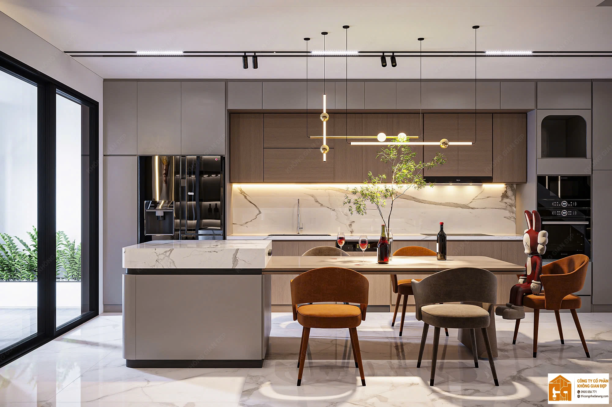 Giải Pháp Vàng Cho Vợ Chồng Trẻ: Thiết Kế Nhà Phố 3 Tầng Hiện Đại 90m² Tại Hòa Xuân Đà Nẵng 8 Thiết kế bếp ăn 4 - Nhà phố Hòa Xuân, Cẩm Lệ, Đà Nẵng