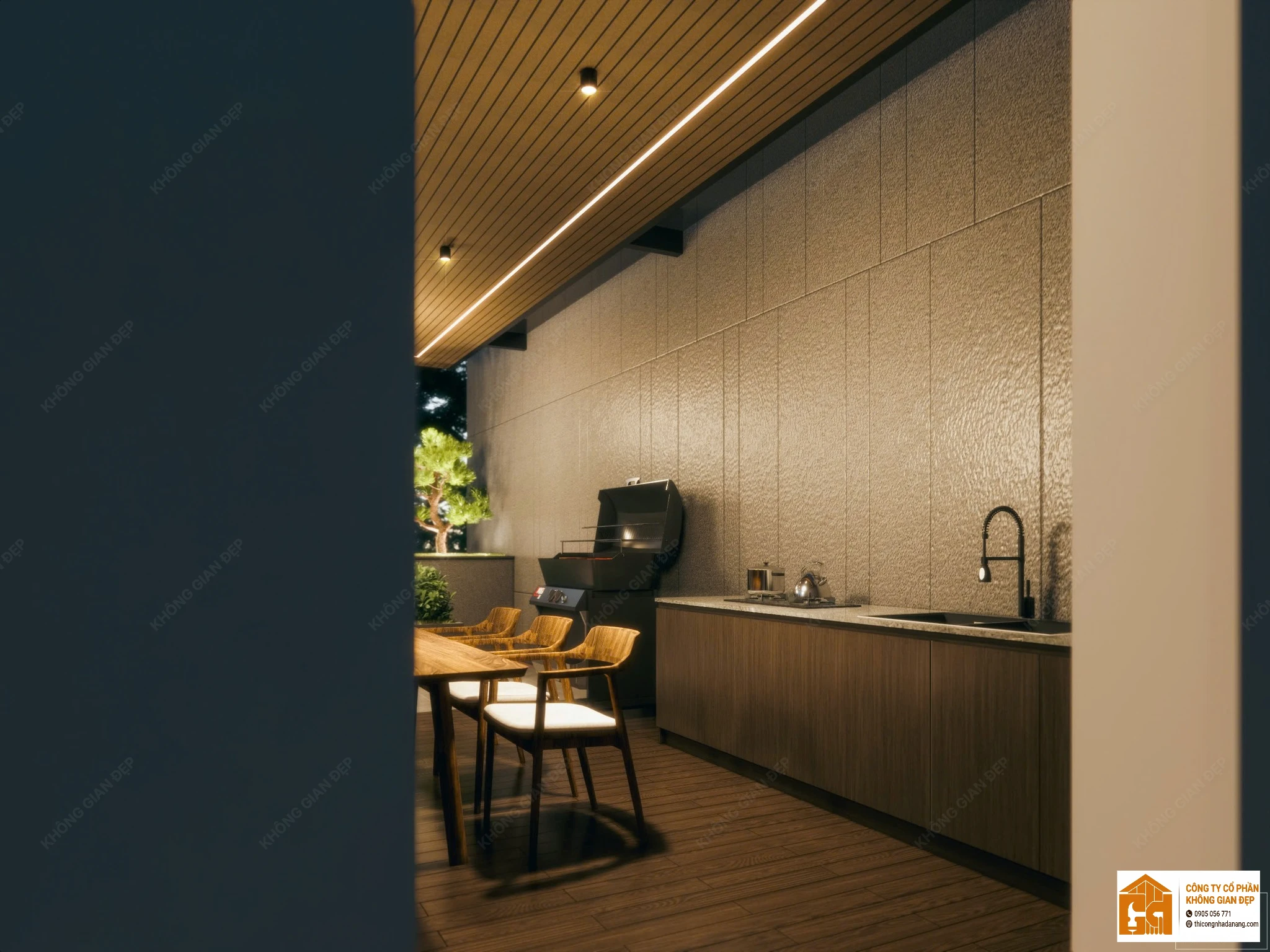 Giải Pháp Vàng Cho Vợ Chồng Trẻ: Thiết Kế Nhà Phố 3 Tầng Hiện Đại 90m² Tại Hòa Xuân Đà Nẵng 9 Thiết kế bếp ăn 5 - Nhà phố Hòa Xuân, Cẩm Lệ, Đà Nẵng
