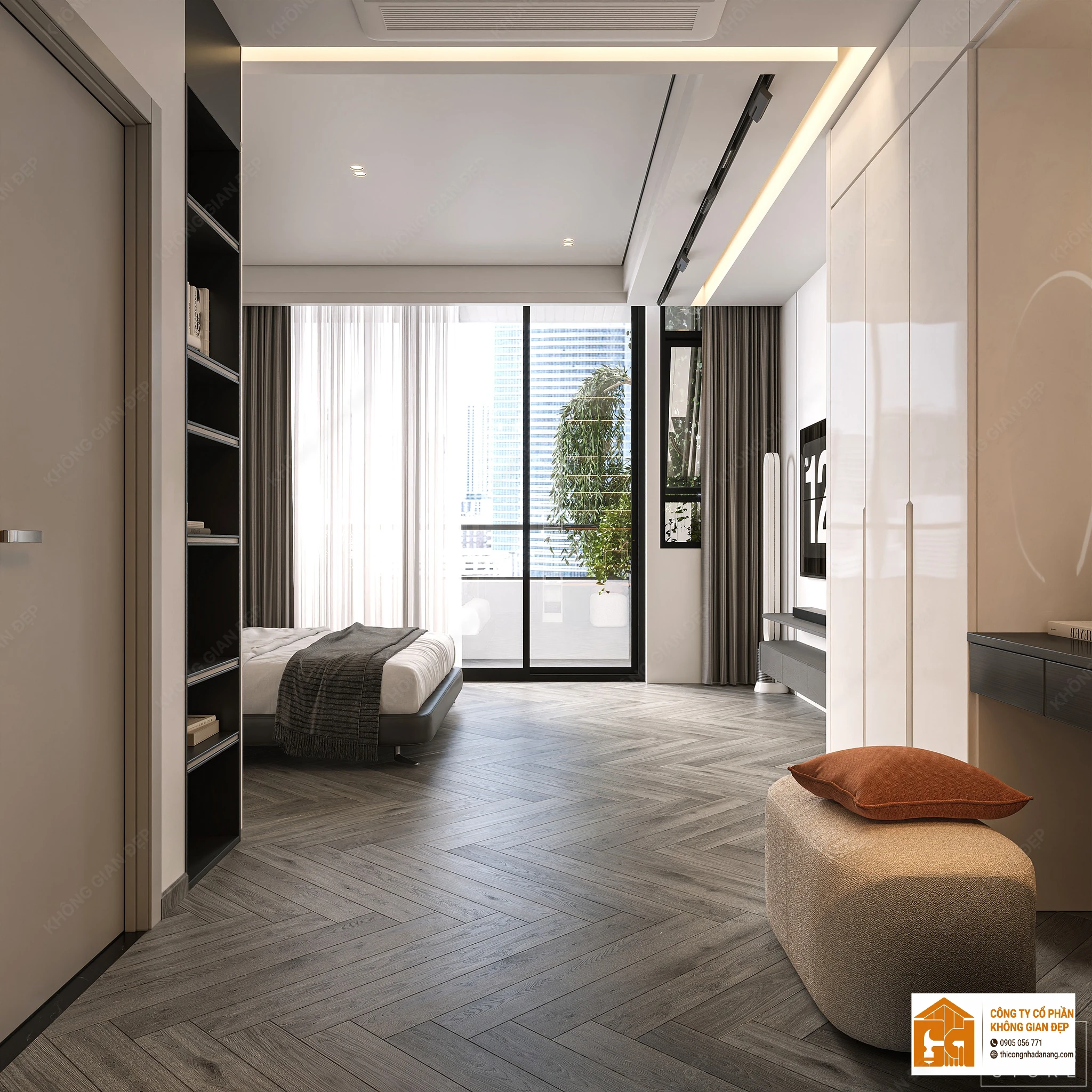 Giải Pháp Vàng Cho Vợ Chồng Trẻ: Thiết Kế Nhà Phố 3 Tầng Hiện Đại 90m² Tại Hòa Xuân Đà Nẵng 22 Thiết kế phòng ngủ 9 - Nhà phố Hòa Xuân, Cẩm Lệ, Đà Nẵng