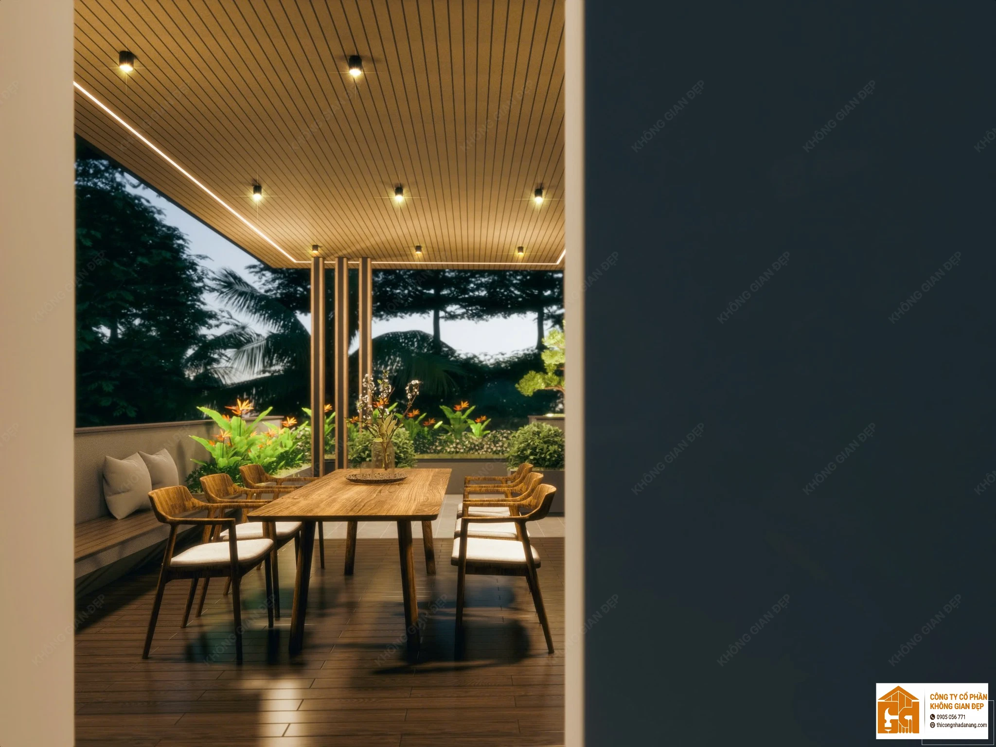 Giải Pháp Vàng Cho Vợ Chồng Trẻ: Thiết Kế Nhà Phố 3 Tầng Hiện Đại 90m² Tại Hòa Xuân Đà Nẵng 30 Thiết kế sân thượng 2 - Nhà phố Hòa Xuân, Cẩm Lệ, Đà Nẵng