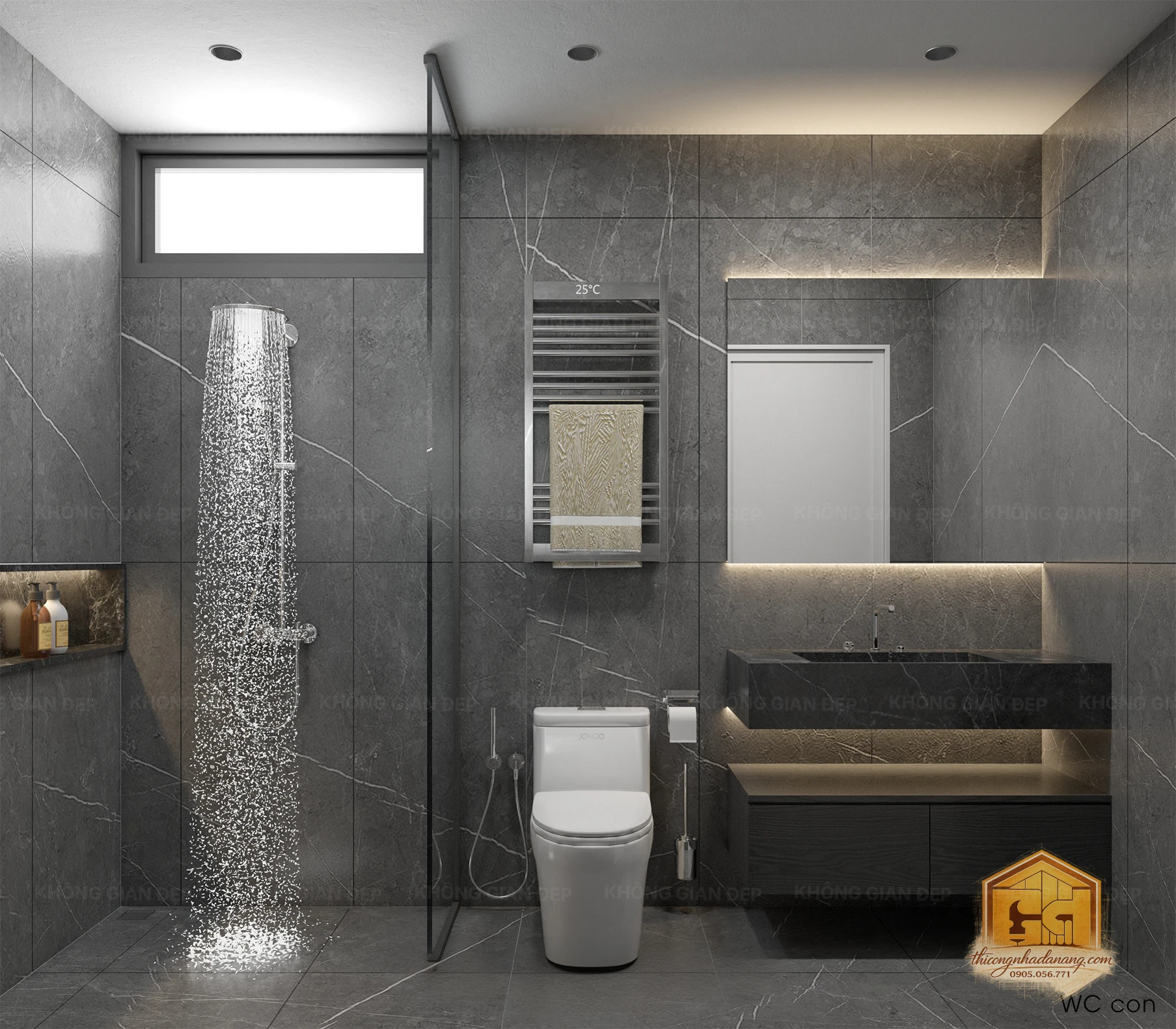 Nhà Phố 2 Tầng Hiện Đại 80m2 Thanh Khê Đà Nẵng: Tối Ưu Công Năng & Lối Sống Cho Gia Đình Trẻ 16 Thiết kế nội thất phòng vệ sinh hiện đại nhà phố 2 tầng Thanh Khê