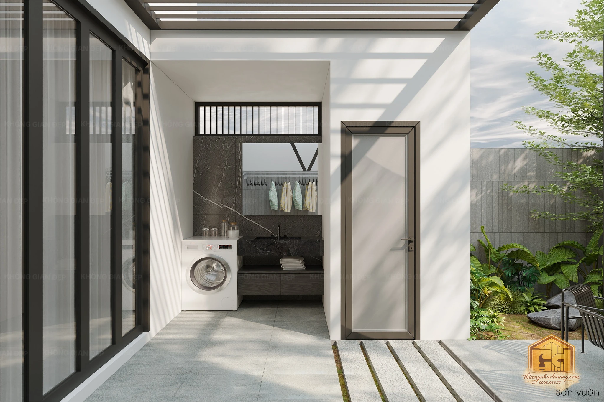 Nhà Phố 2 Tầng Hiện Đại 80m2 Thanh Khê Đà Nẵng: Tối Ưu Công Năng & Lối Sống Cho Gia Đình Trẻ 29 Sân vườn tiểu cảnh nhà phố 2 tầng 80m2 Thanh Khê Đà Nẵng