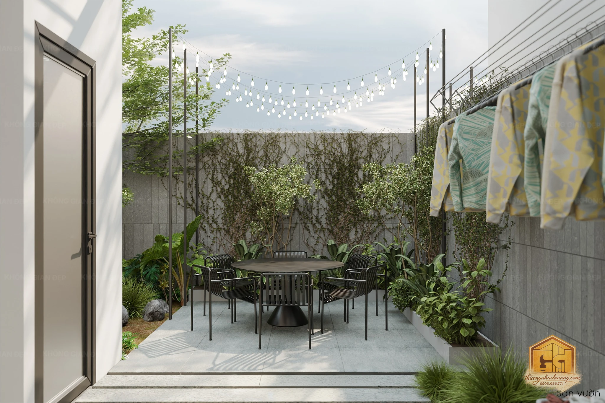 Nhà Phố 2 Tầng Hiện Đại 80m2 Thanh Khê Đà Nẵng: Tối Ưu Công Năng & Lối Sống Cho Gia Đình Trẻ 30 Sân vườn nhà phố 2 tầng hiện đại và xanh mát tại Thanh Khê