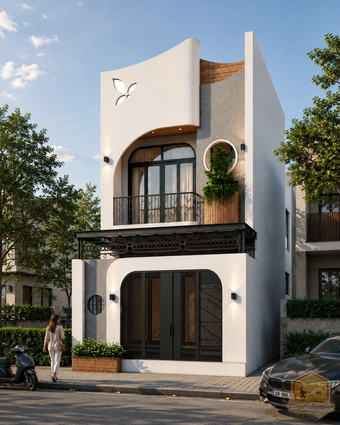 Mẫu nhà phố 01 – File SketchUp, 3ds Max Tải Miễn Phí 4 Mẫu nhà phố 2 tầng hiện đại ban ngày, file SketchUp và 3ds Max tải miễn phí cho thiết kế mặt tiền nhà phố đẹp.