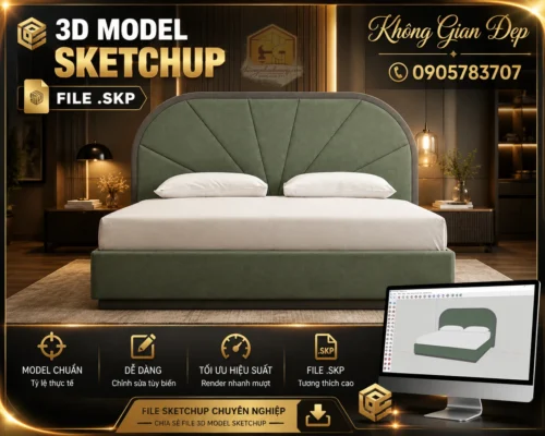 Mẫu giường ngủ đẹp 09 phong cách hiện đại, chia sẻ file SketchUp và 3ds Max miễn phí cho thiết kế phòng ngủ.