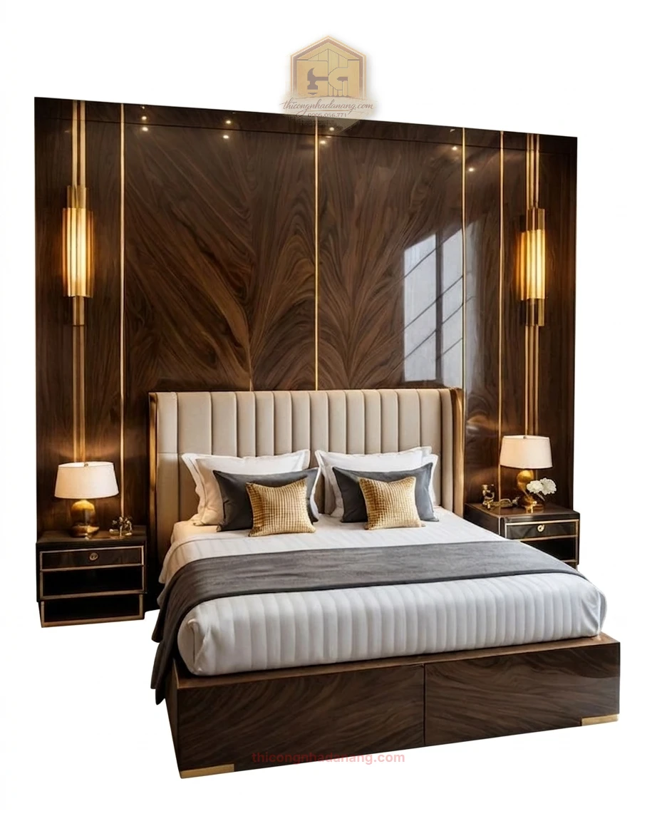 Mẫu Giường Ngủ Đẹp 03 – File SketchUp, 3ds Max Tải Miễn Phí 8 Model giường ngủ hiện đại 2026 với vách gỗ, tab đầu giường và đèn trang trí, phù hợp thư viện nội thất 3D.