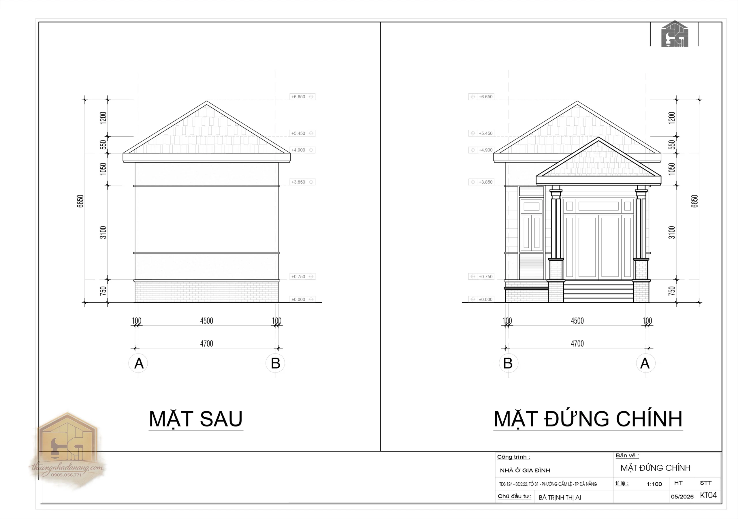 Mẫu biệt thự 1 tầng – File autocad Tải Miễn Phí 6 Mặt đứng chính mẫu biệt thự 1 tầng mái Thái 5x10, hỗ trợ xem phối tỷ lệ mặt tiền trong file AutoCAD.