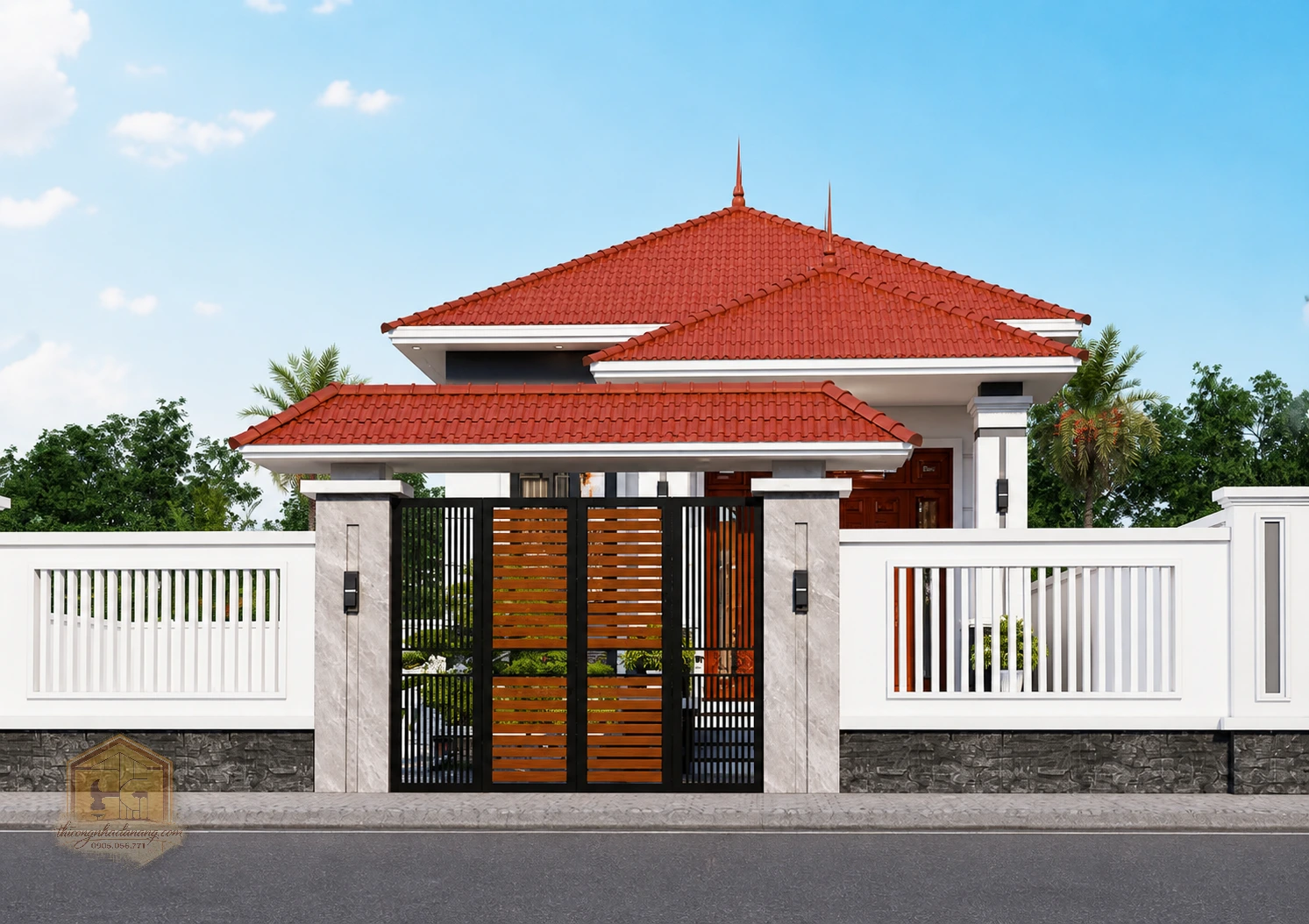 Mẫu biệt thự 1 tầng – File autocad Tải Miễn Phí 12 Phối cảnh mẫu nhà 1 tầng mái Thái 5x10, minh họa thiết kế ngoại thất trong bộ file AutoCAD miễn phí.