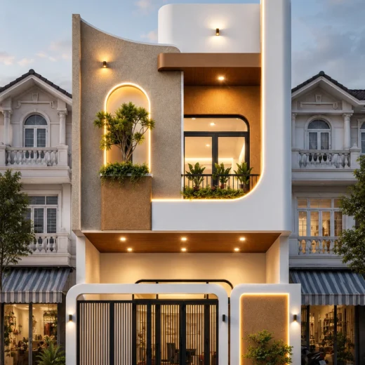 Thiết kế mặt tiền nhà phố 2 tầng tại Đà Nẵng