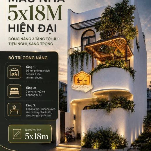 không gian kiến trúc 4 nhà phố 3 tầng tại Đà Nẵng - góc công năng sử dụng