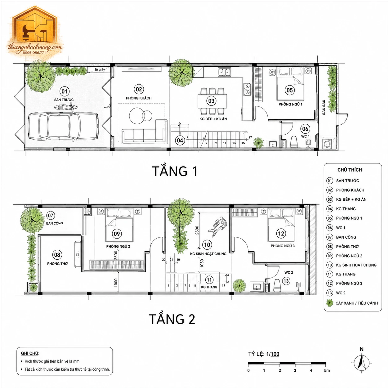 Không gian kiến trúc 1 | góc tổng quan bố cục không gian kiến trúc 1 nhà phố 2 tầng tại Đà Nẵng - góc tổng quan bố cục