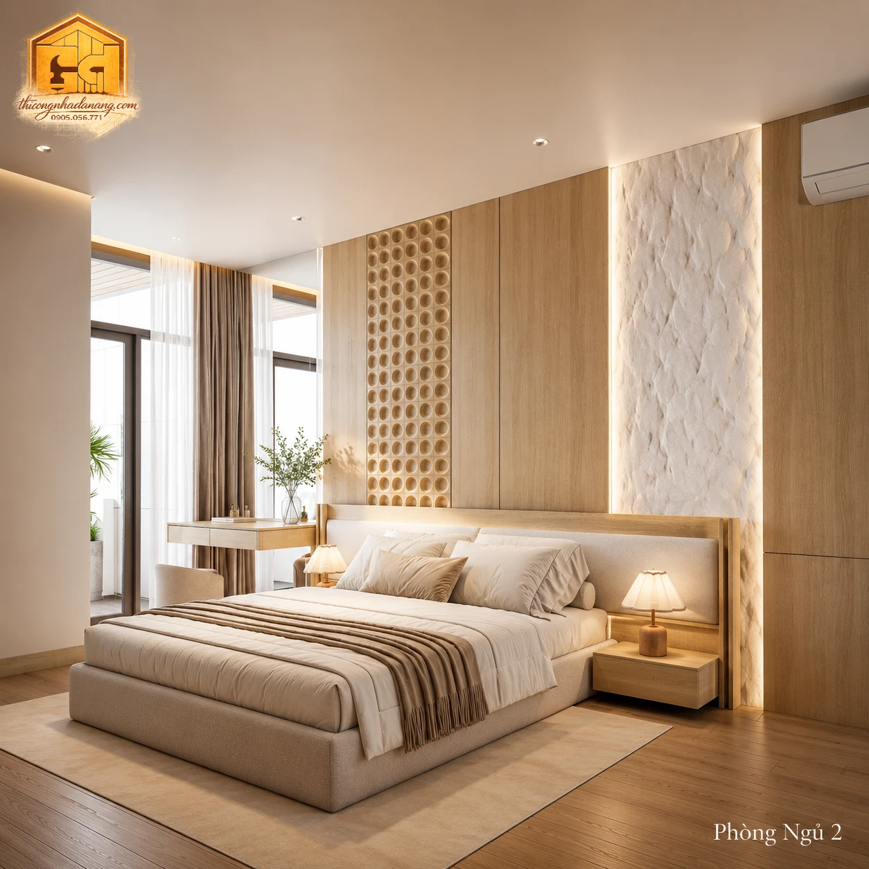 Phòng ngủ 2 - ảnh 3 | góc cận vật liệu hoàn thiện phòng ngủ 2 - ảnh 3 nhà phố 2 tầng tại Đà Nẵng - góc cận vật liệu hoàn thiện