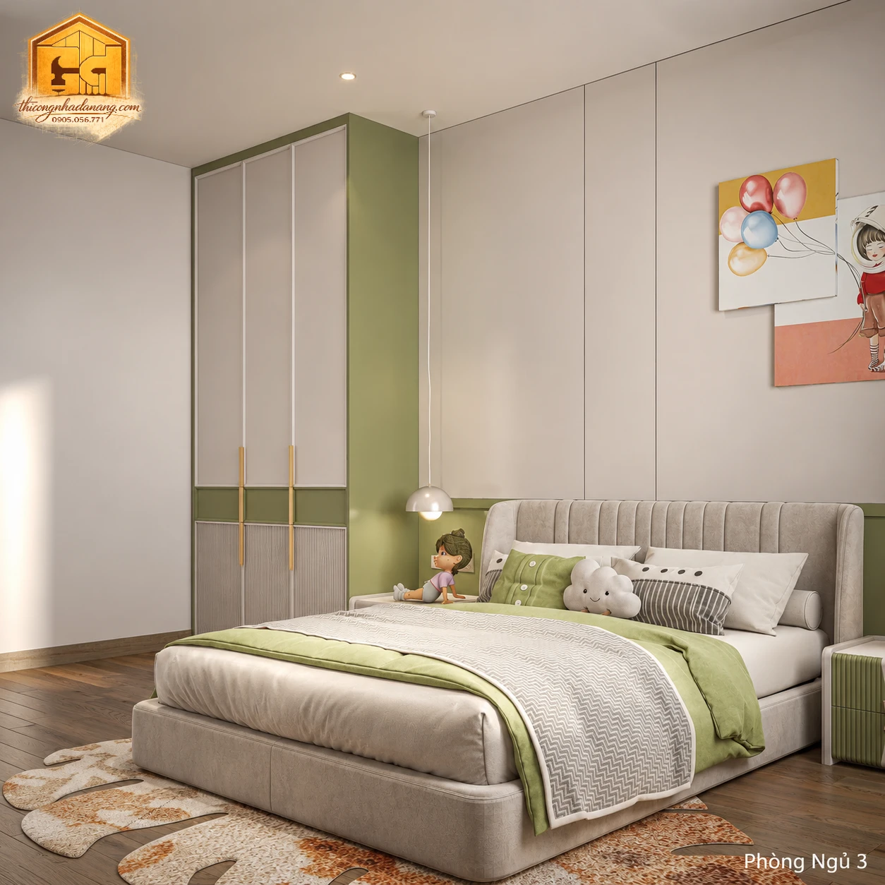 Phòng ngủ 3 | góc công năng sử dụng phòng ngủ 3 nhà phố 2 tầng tại Đà Nẵng - góc công năng sử dụng